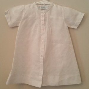 FELTMAN BROTHERS VINTAGE NEWBORN HAND EMBROIDERED WHT & PK DAY DRESS